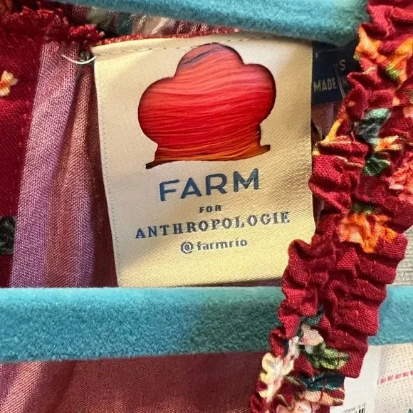 NWT new Anthropologie Farm Rio claudette halter top SMALL red floral flounced - Picture 10 of 17